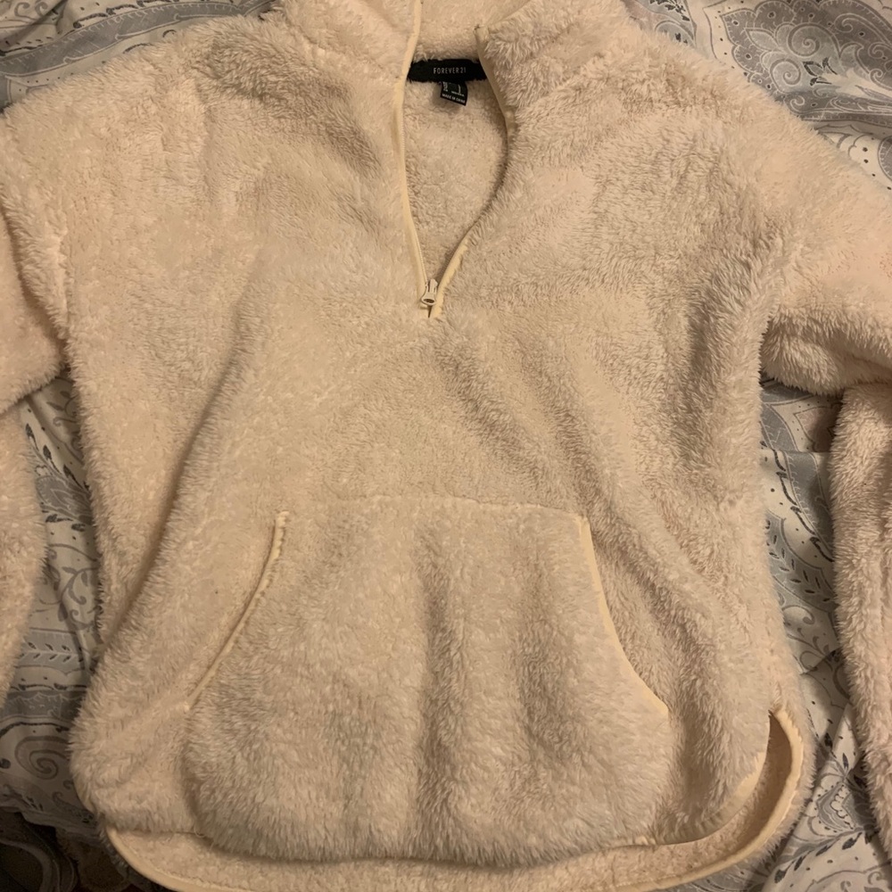 Cream 1/4 zip Sherpa